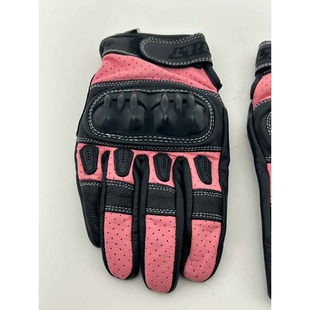 BILT Womens Motorcycle‎ Gloves Pink Black Leather Hard Knuckle Size Small - Picture 4 of 9